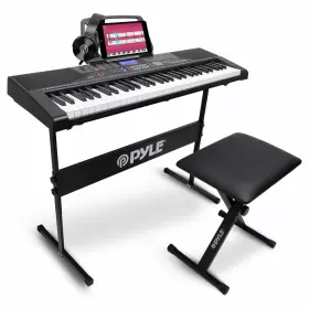 Pyle Pkbrd6139bt 61 Keys 2 In 1 Portable Electronic Bluetooth Piano Keyboard With Stool And Stand