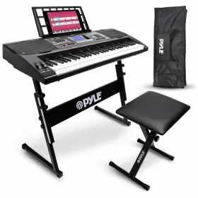 Pyle Pkbrd6151pb 61 Keys 2 In 1 Portable Electronic Piano Keyboard With Stool And Stand